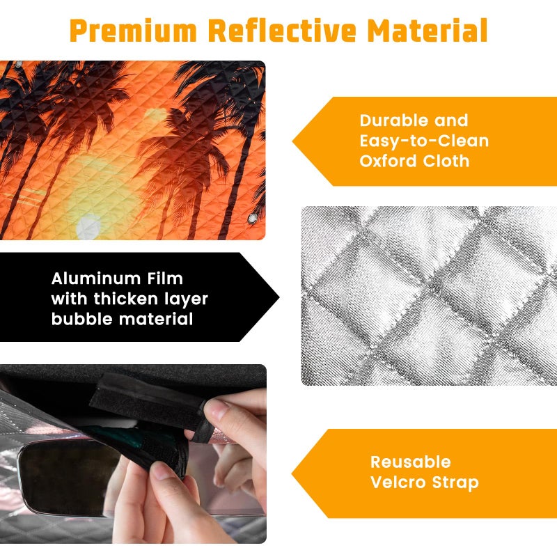 Pleneal Car Windshield Sun Shade  Foldable Windshield Cover Sunshade Front Window with Enhanced Sun Protection for Cars  SUVs  Hatchback (55"" x 29.5"") - Image 3